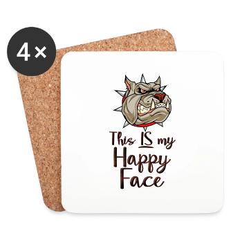 Angry face face cartoon happy face cartoon - Coasters (set of 4) - white - Front