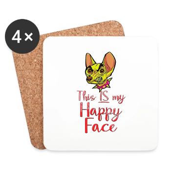 Cartoon face comic cartoon humor smile - Coasters (set of 4) - white - Front