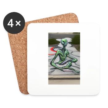 Professeur de yoga extraterrestre - Dessous de verre (lot de 4) - blanc - Devant