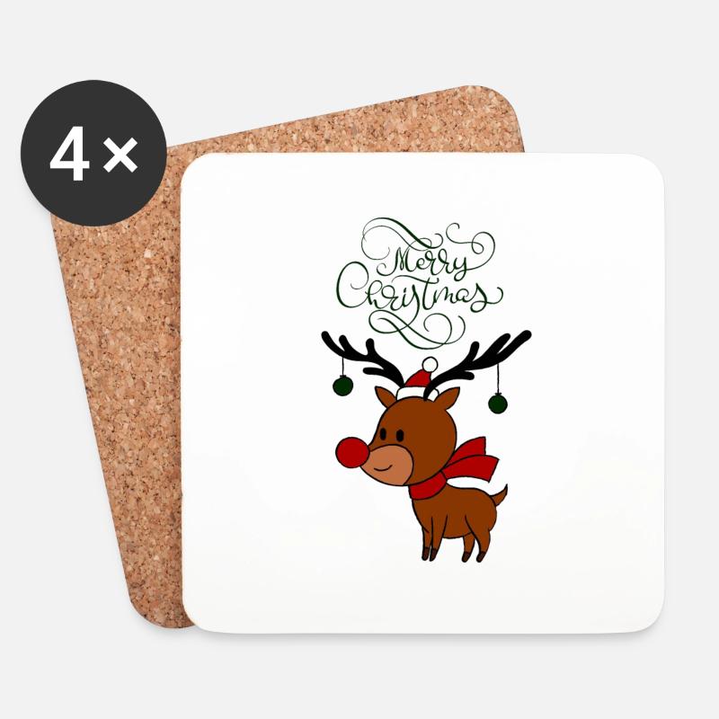 Merry Christmas - Untersetzer (4er-Set) - Weiß
