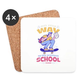 on the way to the best school - Coasters (set of 4) - white - Front