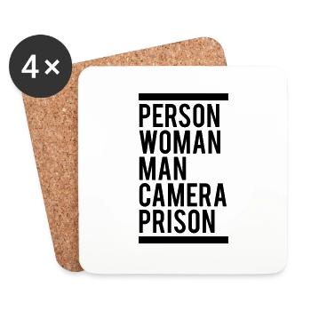 Person Woman Man Camera Prison - Coasters (set of 4) - white - Front