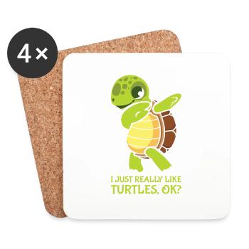 Funny Turtle Sea Turtle Sea Water - Coasters (set of 4) - white - Front