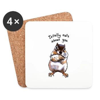 Ich bin total verrückt nach dir - Eichhörnchen - Untersetzer (4er-Set) - Weiß - Vorne