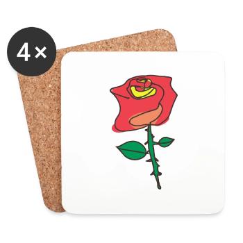 Rose Blume Rot Illustration - Untersetzer (4er-Set) - Weiß - Vorne