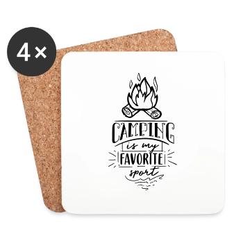 camping is my favorite sport - Coasters (set of 4) - white - Front
