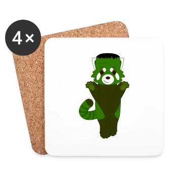 Red panda disguised as a green monster for Halloween - Coasters (set of 4) - white - Front