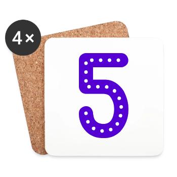5 YEARS. 5TH ANNIVERSARY. BIRTHDAY 5 YEARS. FIVE - Coasters (set of 4) - white - Front