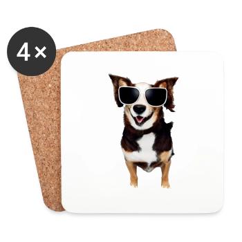Dog with sunglasses Dog lover Dog owner - Coasters (set of 4) - white - Front