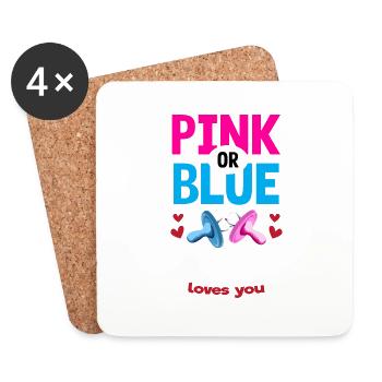 Pink or Blue Oncle Loves You Gender Reveal Party - Coasters (set of 4) - white - Front