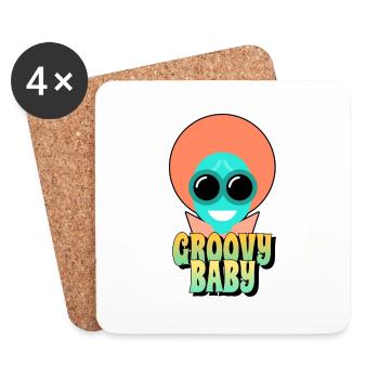 YEAH Groovy Baby! - Untersetzer (4er-Set) - Weiß - Vorne