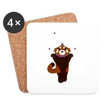 Red panda disguised as harlequin for Halloween - Coasters (set of 4) - white - Front