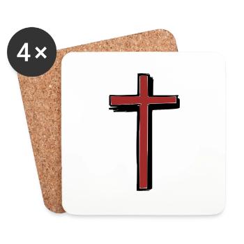 Christian Cross Trust in God Vector Jesus - Coasters (set of 4) - white - Front