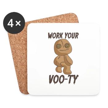 Lustiges Halloween Voodoo Puppe Work you voo-ty - Untersetzer (4er-Set) - Weiß - Vorne