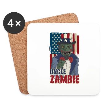 Effrayant Halloween Oncle, Zombie, Amérique - Dessous de verre (lot de 4) - blanc - Devant