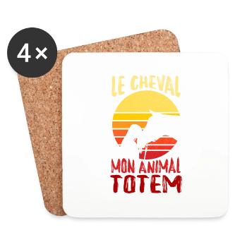 le cheval, mon animal totem - humour - Dessous de verre (lot de 4) - blanc - Devant