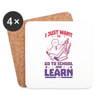 ich möchte in die Schule und lernen - Untersetzer (4er-Set) - Weiß - Vorne