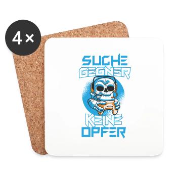 Zockender Totenkopf Online Gamer - Untersetzer (4er-Set) - Weiß - Vorne