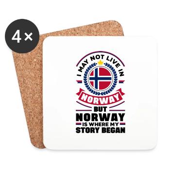 Norvège Norvège Norvège Drapeau Norvège Ressortissant - Dessous de verre (lot de 4) - blanc - Devant