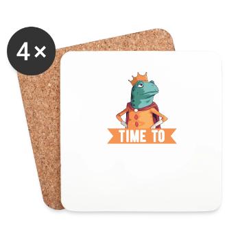 King Prince Frog - Coasters (set of 4) - white - Front