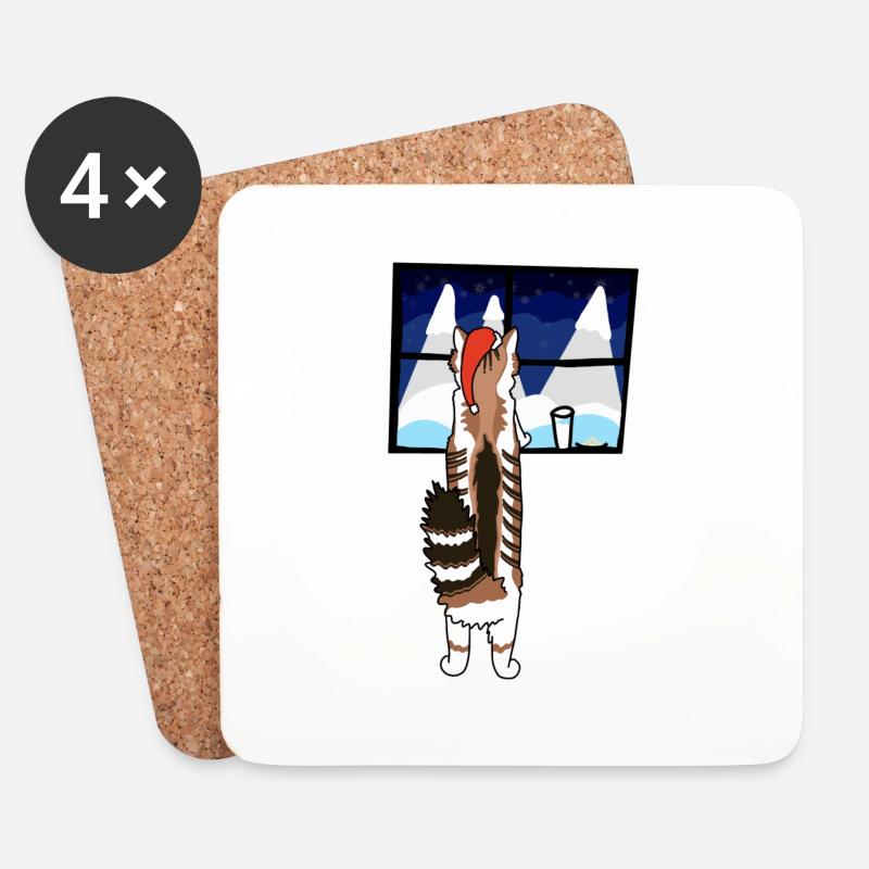 cat window - Untersetzer (4er-Set) - Weiß