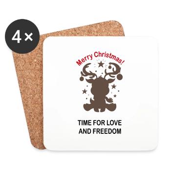 Christmas gift idea. Reindeer. Love. Freedom - Coasters (set of 4) - white - Front
