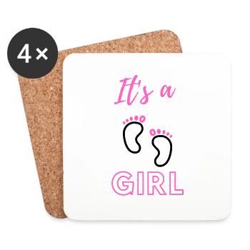 Baby Announcement Pregnancy - Girl - Surprise - Coasters (set of 4) - white - Front