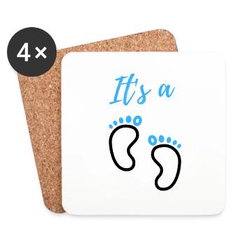 Baby Announcement Pregnancy - Boy - Surprise - Coasters (set of 4) - white - Front