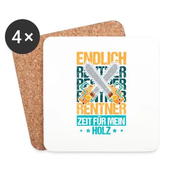 Endlich Rentner Zeit für mein Holz - Untersetzer (4er-Set) - Weiß - Vorne