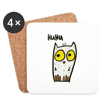 Huhu - funny owl - Coasters (set of 4) - white - Front