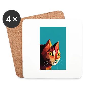 Cat AI Generated Art - Untersetzer (4er-Set) - Weiß - Vorne