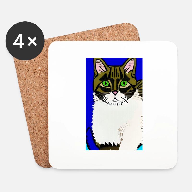 Cat AI Generated Art - Untersetzer (4er-Set) - Weiß