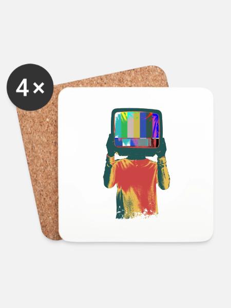 TV-Leiter Surreale Kunst - Untersetzer (4er-Set) - Weiß