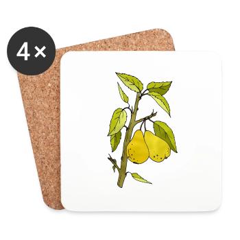 Poires - Dessous de verre (lot de 4) - blanc - Devant