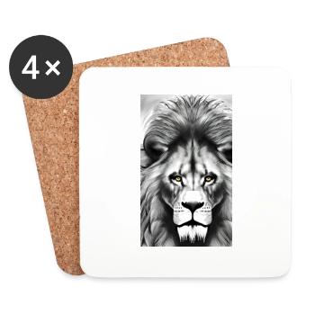 Lion Black and White - Coasters (set of 4) - white - Front