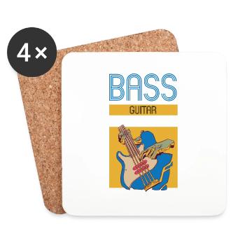 Lustiges Bass Gitarren Motiv und Gitarrist Rock - Untersetzer (4er-Set) - Weiß - Vorne