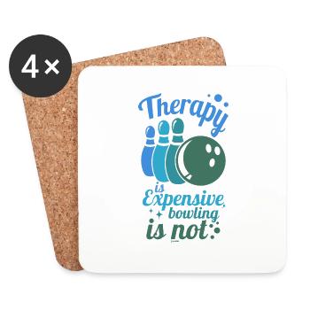 Therapie ist teuer Bowling nicht - Untersetzer (4er-Set) - Weiß - Vorne