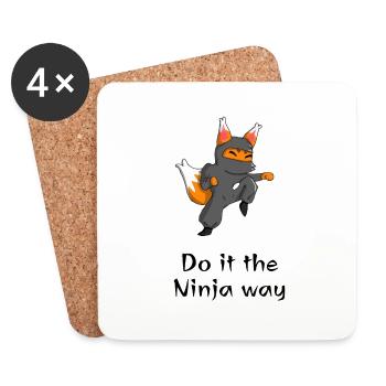 Ninja-Fuchs Geschenk - Untersetzer (4er-Set) - Weiß - Vorne