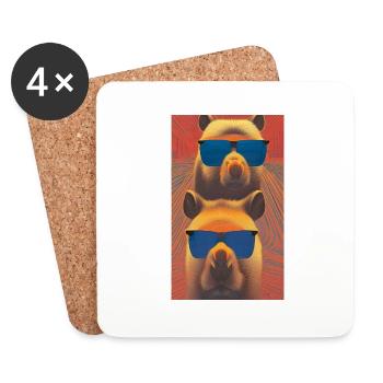 Cool Alpacas Portrait of Alpacas with sunglasses - Coasters (set of 4) - white - Front