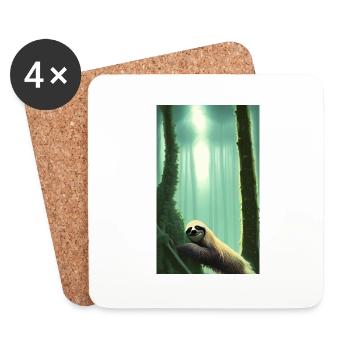 Cool Comic Portrait of a Sloth with sunglasses - Coasters (set of 4) - white - Front