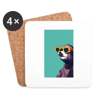 Cool Comic Portrait of a Sloth with sunglasses - Coasters (set of 4) - white - Front