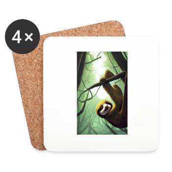 Cool Comic Portrait of a Sloth with sunglasse - Coasters (set of 4) - white - Front