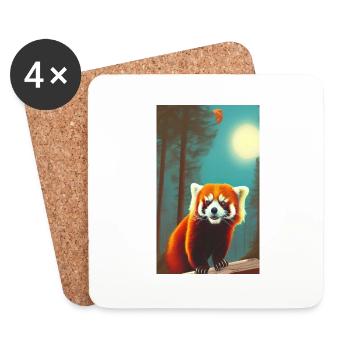 Red Panda Roter Panda, Katzenbär Feuerfuchs - Untersetzer (4er-Set) - Weiß - Vorne