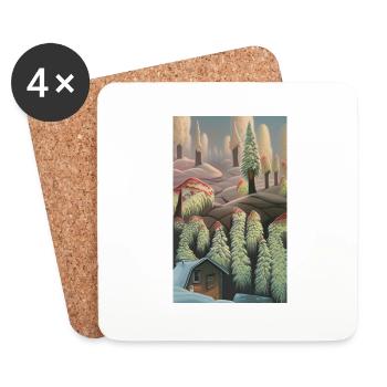 Fantasy winter landscape snowbound snow - Coasters (set of 4) - white - Front