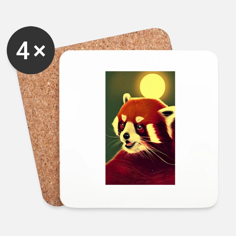 Red Panda Roter Panda, Katzenbär, Bärenkatze - Untersetzer (4er-Set) - Weiß