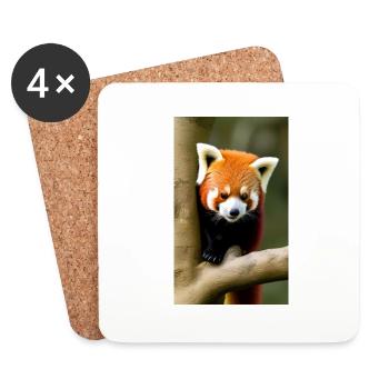 Red Panda Roter Panda, Katzenbär, Bärenkatze - Untersetzer (4er-Set) - Weiß - Vorne