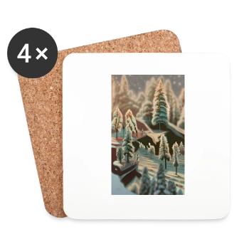 Fantasy winter landscape snowbound snow - Coasters (set of 4) - white - Front