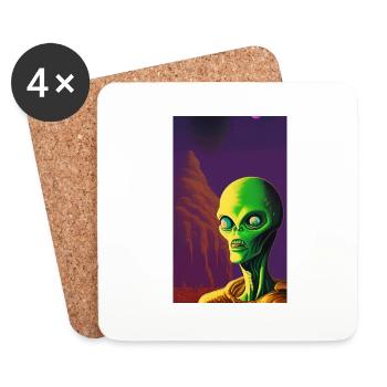 Creepy Horror Comic Alien on a strange planet - Coasters (set of 4) - white - Front