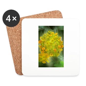 Blooming fantasy alien flower on a strange planet - Coasters (set of 4) - white - Front