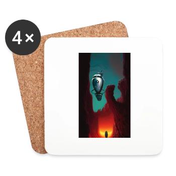 Vaisseau spatial robot Comic effrayant Alien sur un étrange - Dessous de verre (lot de 4) - blanc - Devant